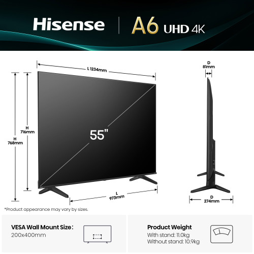 Tv led 55a6q 4k uhd smart
